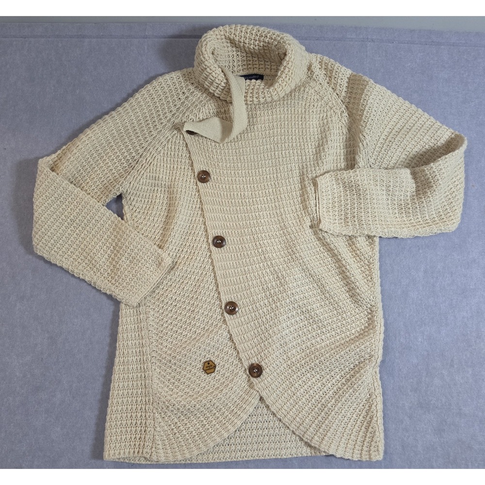 Womens Simply Southern Cowl Neck Button Detailed Sweater Beige Size M Acrylic